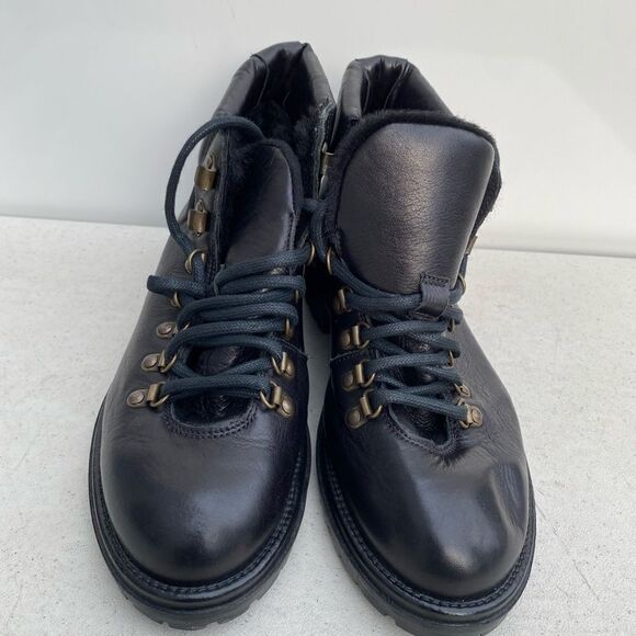 BOEMOS BLACK SOFT LEATHER SHEARLING LINING LACE UP ANKLE BOOTS  EU 40 - Picture 3 of 8